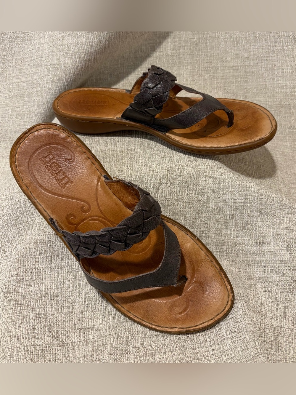 Born Braided Leather Thong Sandals